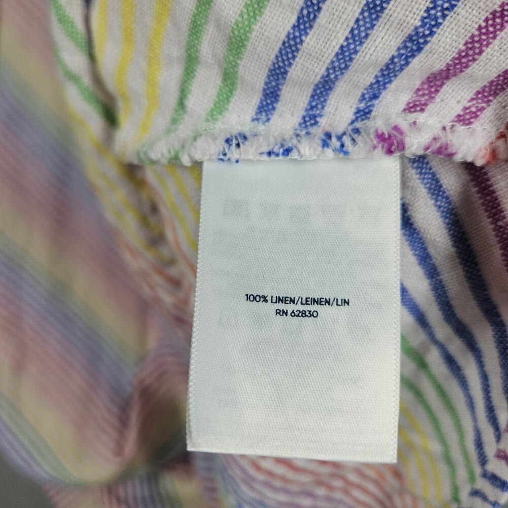 Lands' End Linen Dress Womens Plus 2X Rainbow Stripe Pockets Coastal Colorful - Picture 4 of 11